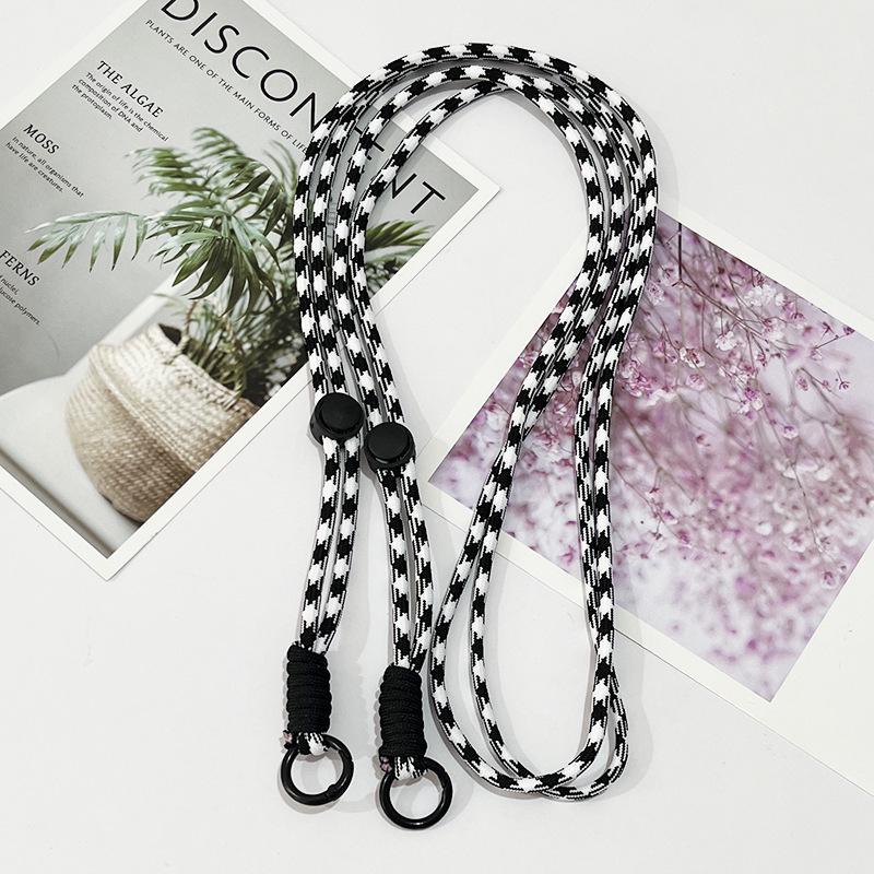 Adjustable Color-Block Crossbody Phone Strap with Clip & Chain