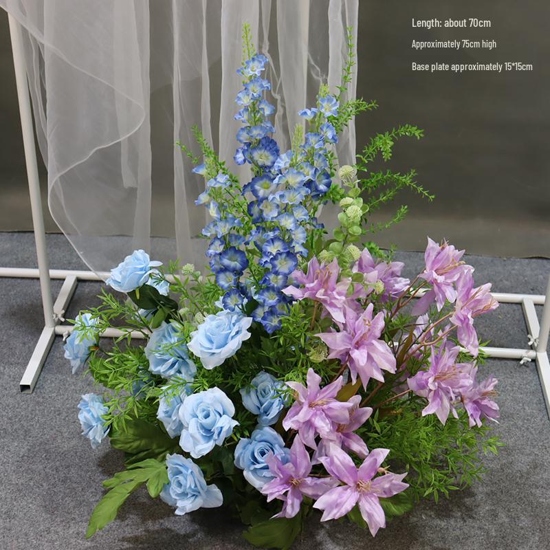 Mori Style Silk Floral Aisle Decoration In Blue & Purple