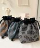 Leejee Houndstooth Rose Mini Drawstring Bag