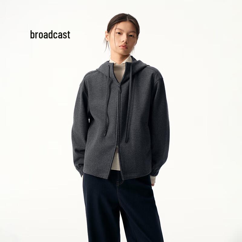 

Broadcast Women s Casual Hooded Wool Blend Short Coat M