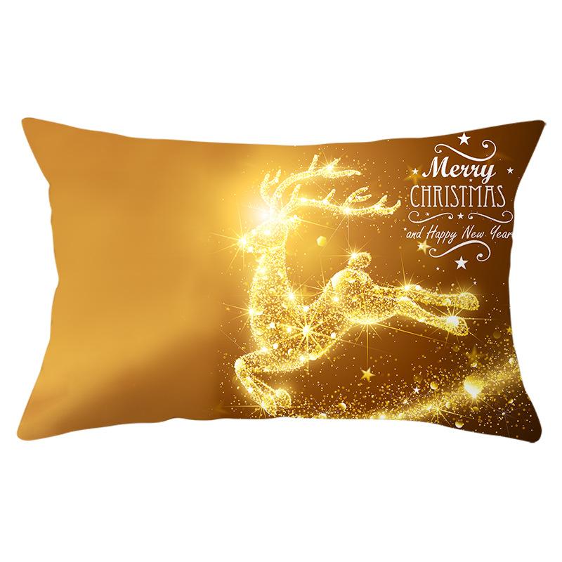 New Christmas Peach Skin Waist Pillowcase Gold Series Sofa Cushion Cover Bedside Pillow Cover