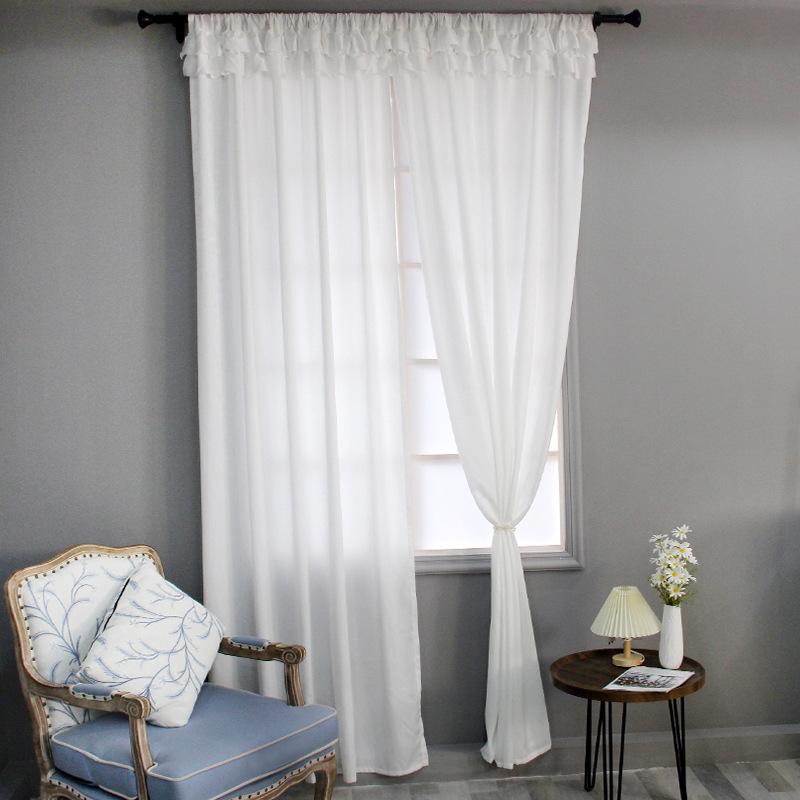 American White Gauze Curtain Curtain Blackout Balcony Bay Window Bedroom White Sand Gauze Velcro White Window Screen