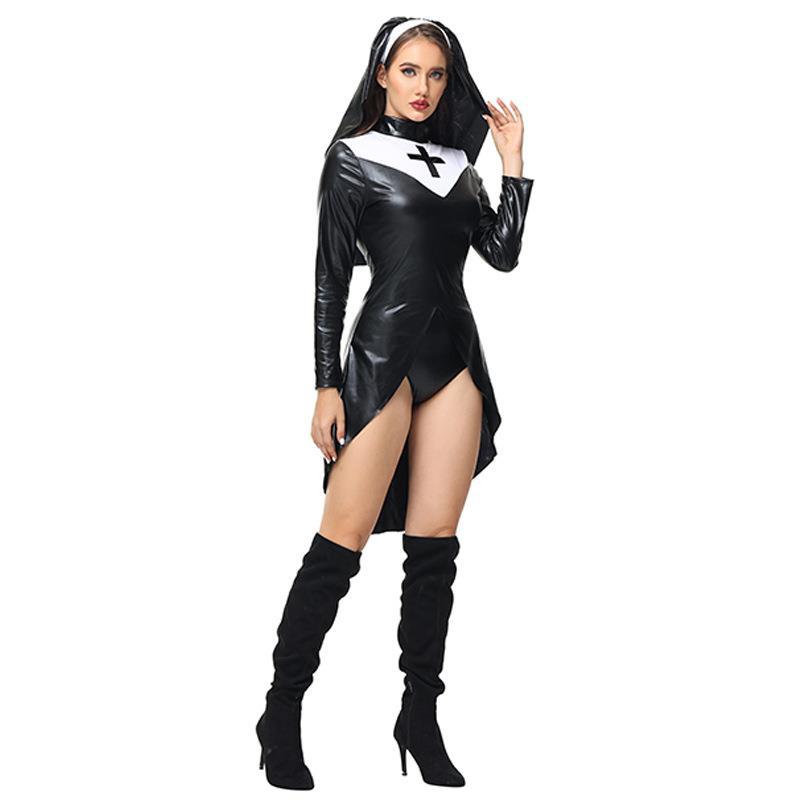 

Новый костюм монахини-креста на Хэллоуин для косплея, сексуальный костюм медсестры для сценического выступления L