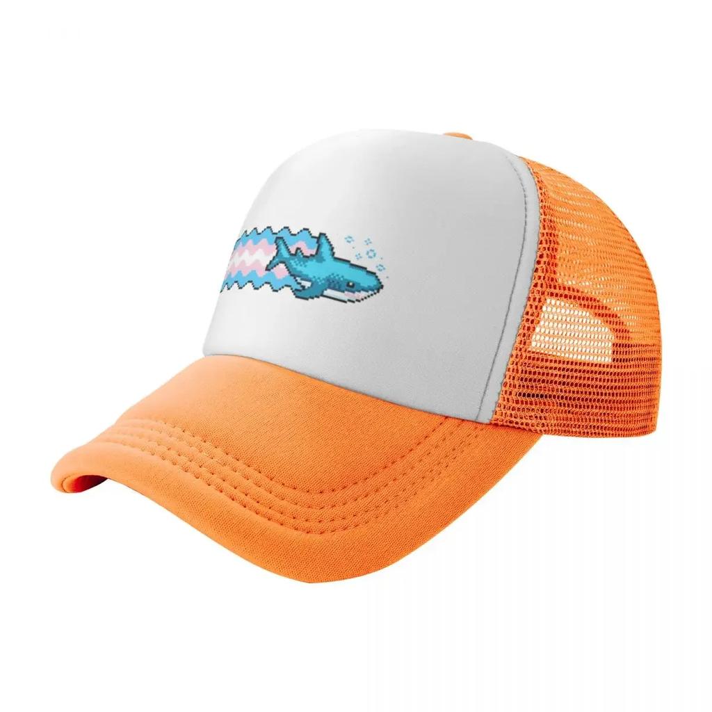 Blahaj Blue Shark Pride Pixel Art Camping Mesh Baseball Caps Women Personalized Female Beach Coquette Hat Peaked Cap