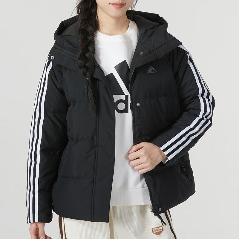 Adidas 600 Fill Power Side Stripe Warm Casual Hooded Down Jacket Women Outerwear Black IT8720