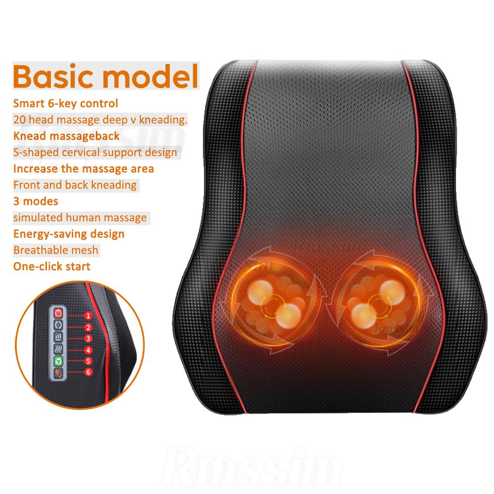 

New Electric Massage Neck Pillow Shiatsu Head Cervical Ttraction Body Back Waist Massager Car with Heating Vibrating Massage US Plug