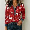 Women's Casual Long Sleeve Top Loose Fit Stylish Color Block Patchwork Shirt Comfortable Everyday Blouse