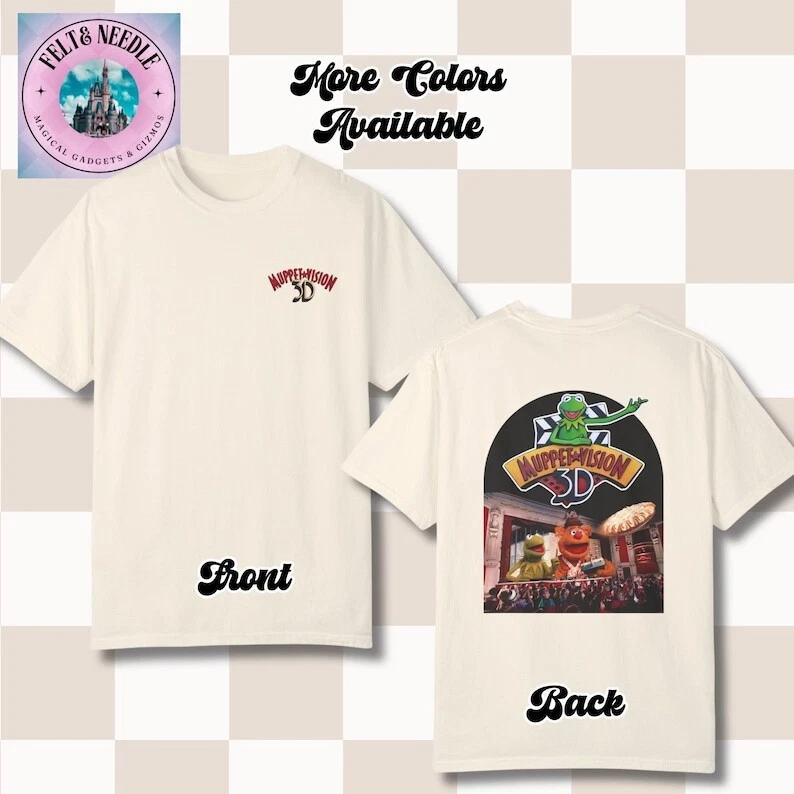 Muppet Vision 3D T-shirt, Kermit and Fozzie Bear Disney World Tee, Unisex Shirt 2XL