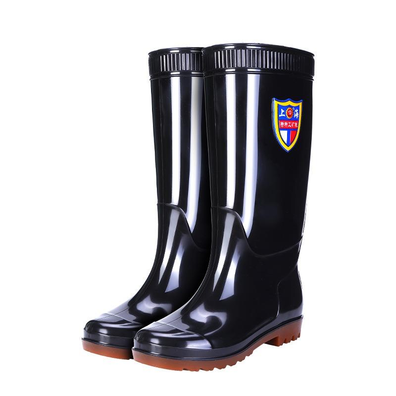 Cow tendon sole black tall men's rain boots integrated non-slip rain shoes aquatic fish pond cleaning kitchen water shoes rubber shoes