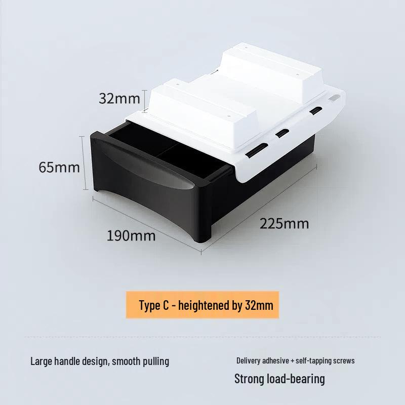 Hidden Under-Desk Adhesive Drawer for Workspace Organization