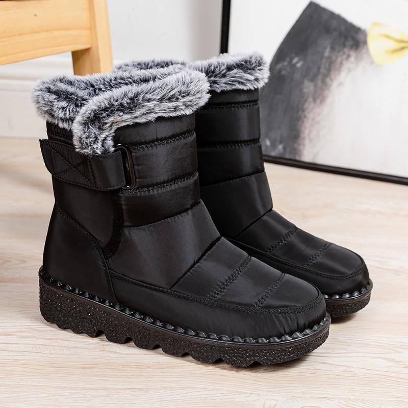 Foreign trade fur collar imitation rabbit hair tall tube warm women's snow boots Velcro waterproof women's boots casual women's shoes