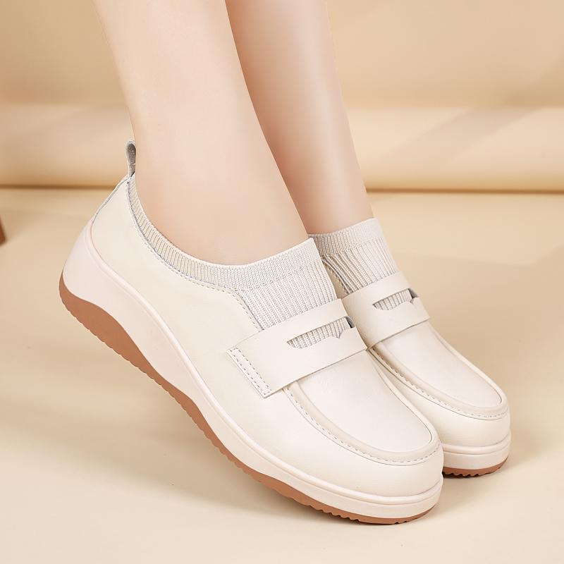 Women's loafers Sneakers Height Increase Leather Platform Casual Thick Sole Elevator Shake Shoes
