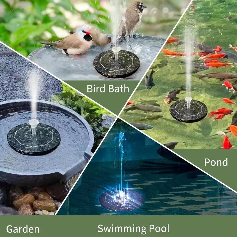 Fountain Light 7 Colors LED Light Solar Fountain Light Rotating Fountain 3W 6 Nozzle Water Pump Outdoor Bird Bath Garden