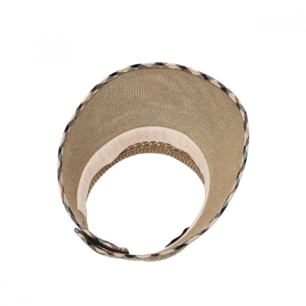 Daks Beige Linen Blend Check Pattern Packable Sun Cap Dche6e108i2