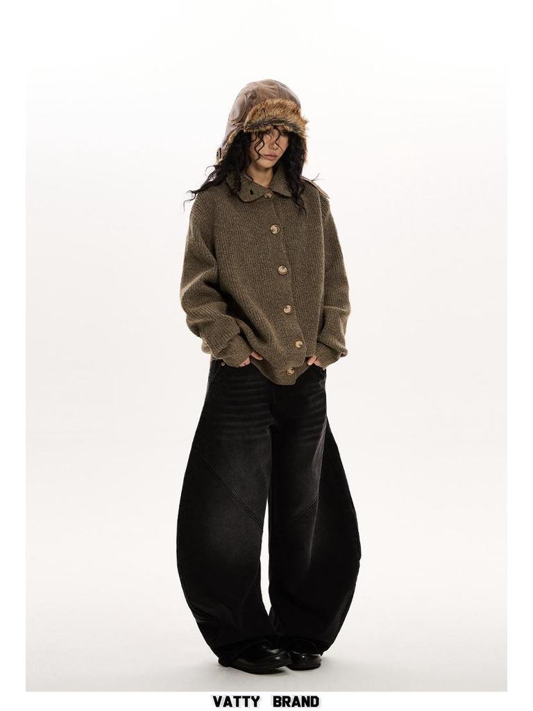 2025 Herbst/Winter Vintage Knopf Stehkragen Pullover - Damen Elegant & Lässiger Strick-Cardigan-Stil