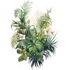 Tropical Plants Wall Decal, Peel and Stick Vinyl Stickers, Green Leaves and W