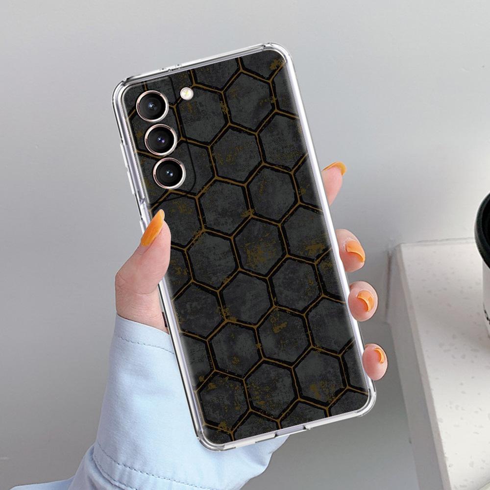 Phone Case For Samsung Galaxy S26 S25 S24 S23 S22 Ultra S20 S21 FE 5G Plus Soft Clear Cover Honeycomb Pattern