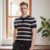 Summer Turn-Down Collar Short Sleeve T-Shirt Youth Business Casual Mature Half Sleeve Top Men's Striped Polo Shirt
