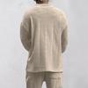 Men Loose Long Sleeve V Neck Jacquard Casual Knit Pullover Top