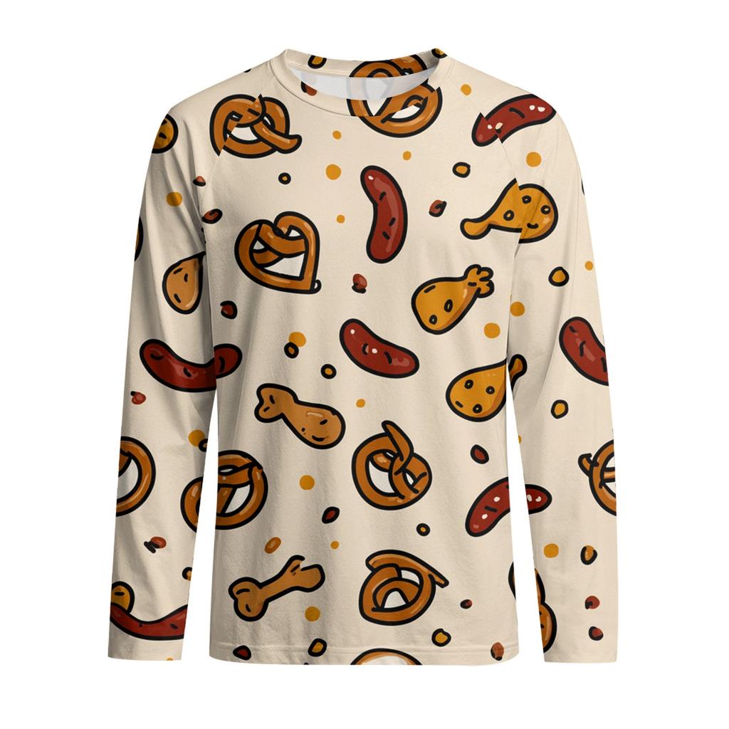 Herre Rund Hals Plunger Langermet T-skjorte Topp