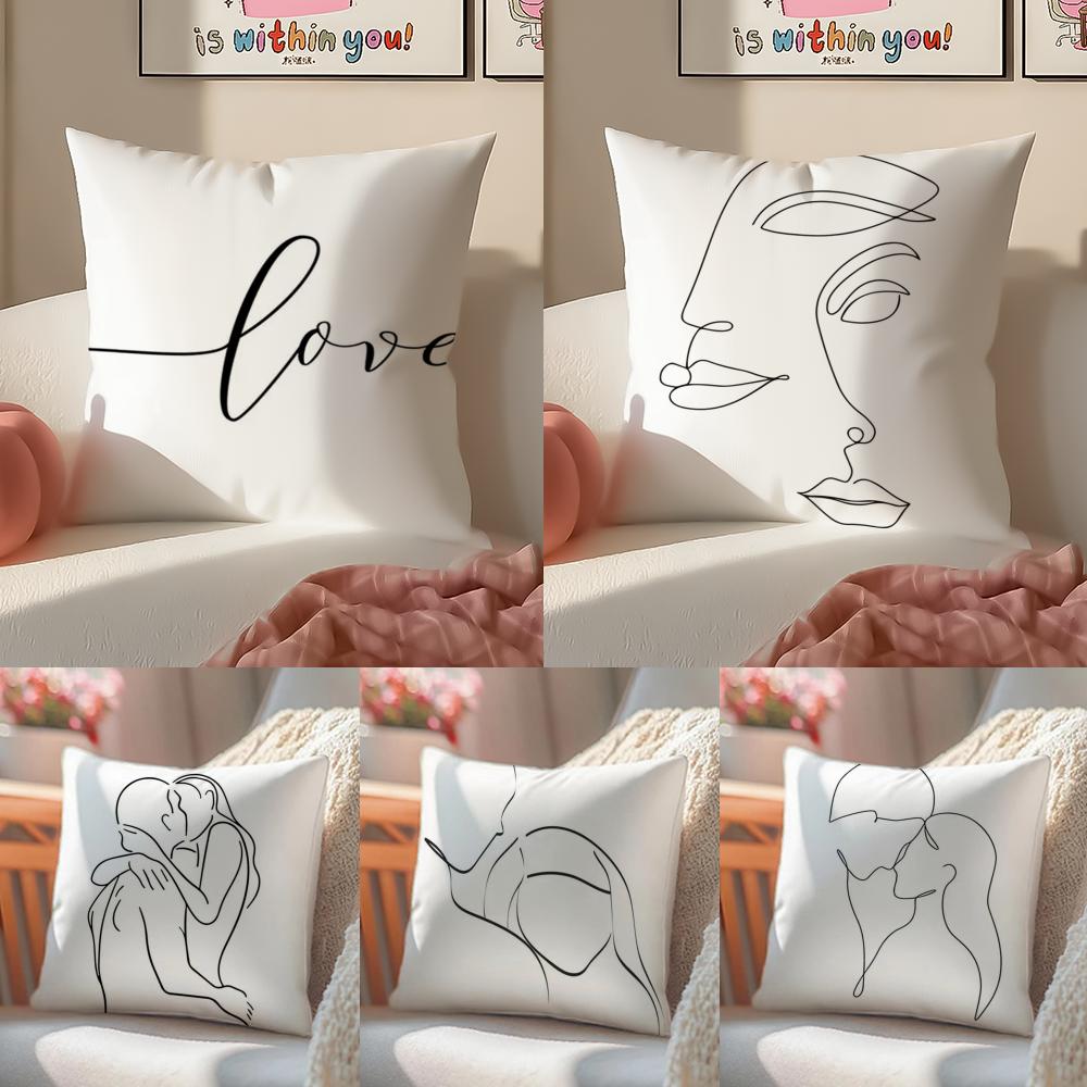 A Simple Black And White Love Story Pillow Case Sofa Living Room Bedroom Headboard Backrest Cushion Square Cushion