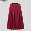 INCERUN Men Zip-up High Waist Big Swing Pleated Skirts Kilts