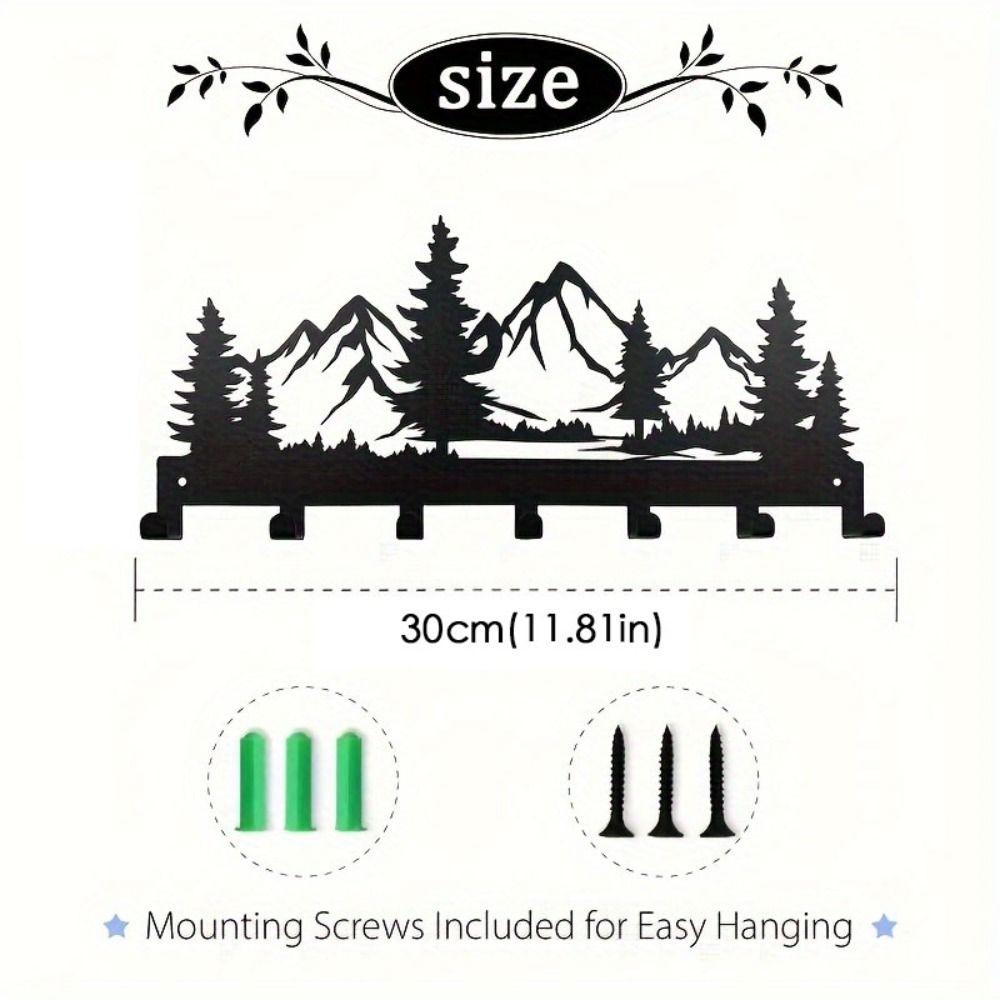 Charming Forest Design Key Storage Rack Wall-mounted Black Entry Wall Key Hook Metal Wall Hanging Rack For Storing Keys
