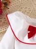 New Girl's European & American Clothing Set: White Long-Sleeve Top + Red Short Skirt