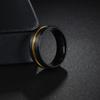 Trendy 8mm Gold Color Groove Beveled Edge Titanium Wedding Rings For Men Black Brushed Stainless Steel Ring Men's Wedding Bands