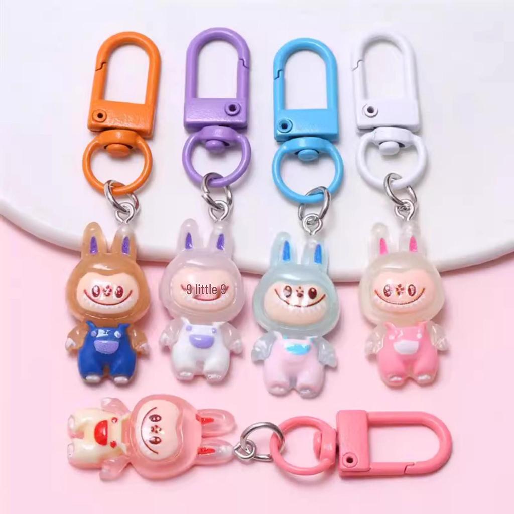 Glow-in-the-Dark Labubu Cartoon Keychain - Cute Bag Charm & Colorful Student Card Accessory