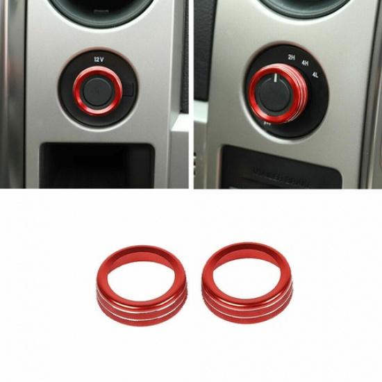 for 2009-2014 Ford F150 4WD Switch Button Decor Trim Cover Ring Accessories Red