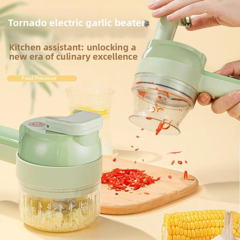 Multifunctional Chopping Machine for Chili, Scallion Rings, Ginger Paste, Garlic Slices, and More - Electric Garlic Mincer