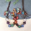 Hand Woven Healing Natural Stone 7 Chakra Energy Car Rearview Mirror Decor Ornament Gems Chip Tassel Tree of Life Car Hanging
