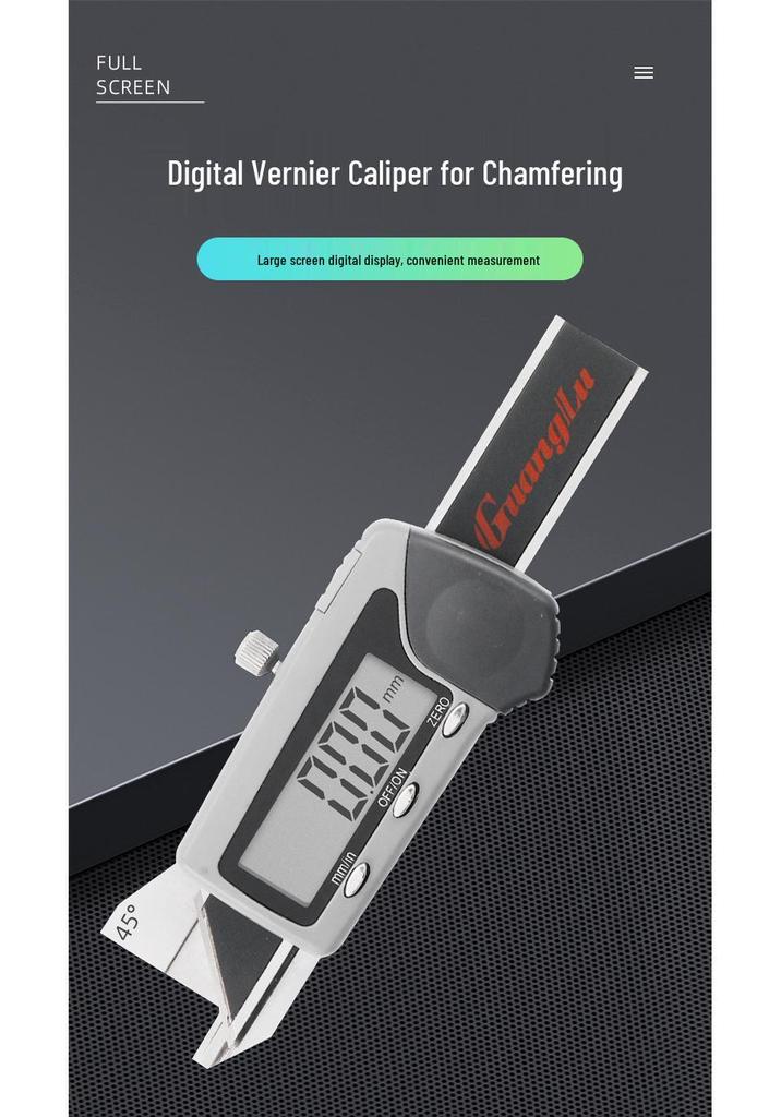 Guanglu Stainless Steel Digital Vernier Chamfer Caliper, 0-10mm, 30°/45°/60° Portable Chamfer Gauge