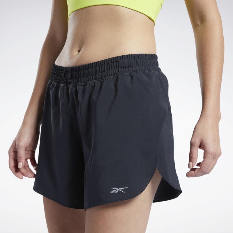 Reebok Solid Color Logo Elastic Waist Indoor Fitness Shorts Women shorts Black HA1043