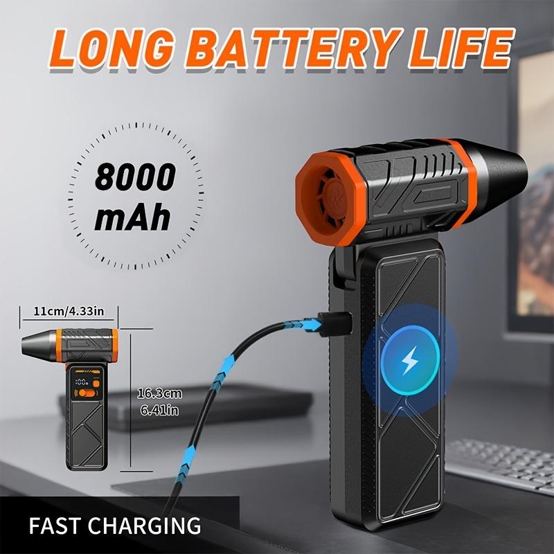 Powerful Turbo Jet Fan, Cordless Dust Blower with LED Display and BatteryIndicator. Strong Airflow Brushless Motor,8000mAh Large