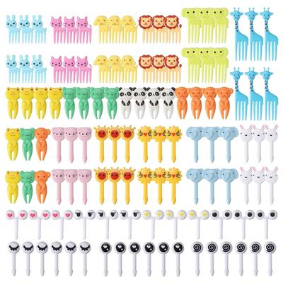 1 Set Fruit Fork Non-breakable Non-slip Anti-scratch Decorative Adorable Creative Cartoon Kid Animal Cute Bento Fork Home Supply