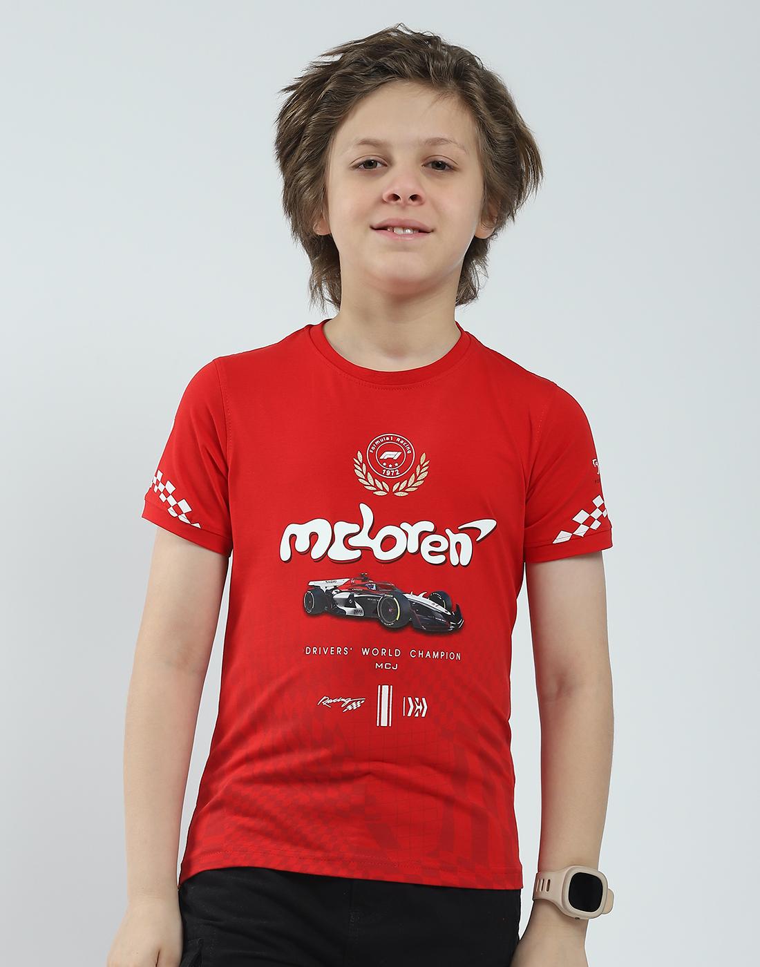 

MONTE CARLO Мужская футболка стандартного кроя с принтом и рукавом до локтя 9-10 Years красный