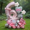 57pcs Slivery Heart Disco Balloon Silver Number Birthday Balloon Set Pink Music Note Children Adult Festive Party Decorations