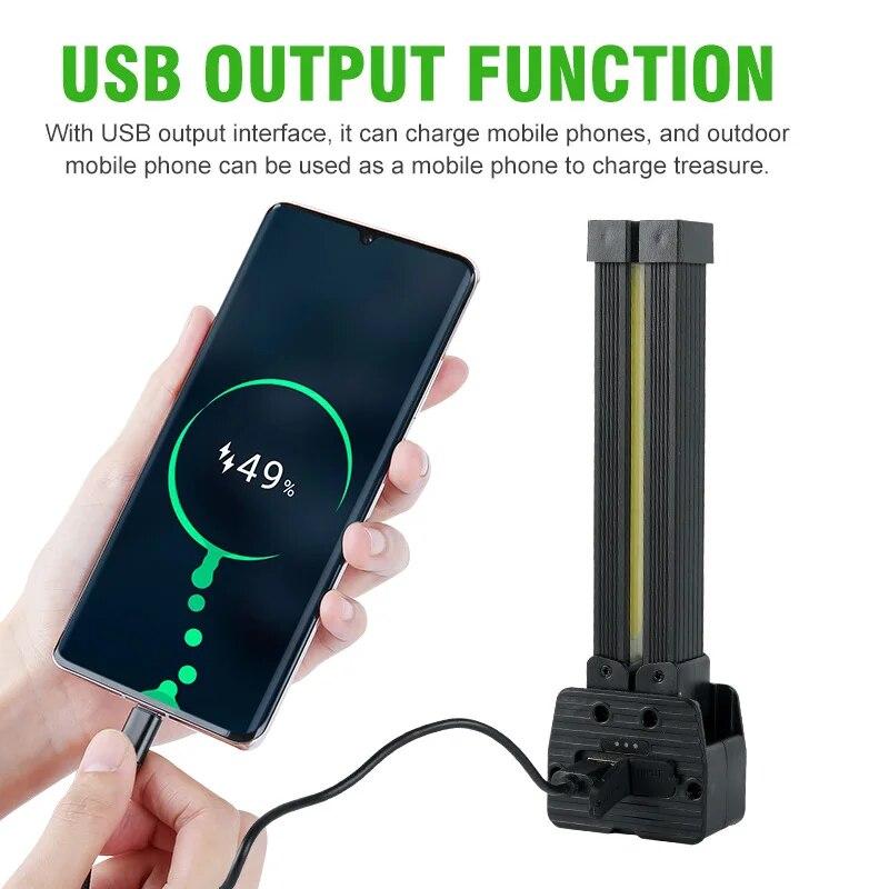 Strong Flashlightoutdoor Multifunctional Camping Lightingflashlight Auto Repair Work Lightfolding COB Light