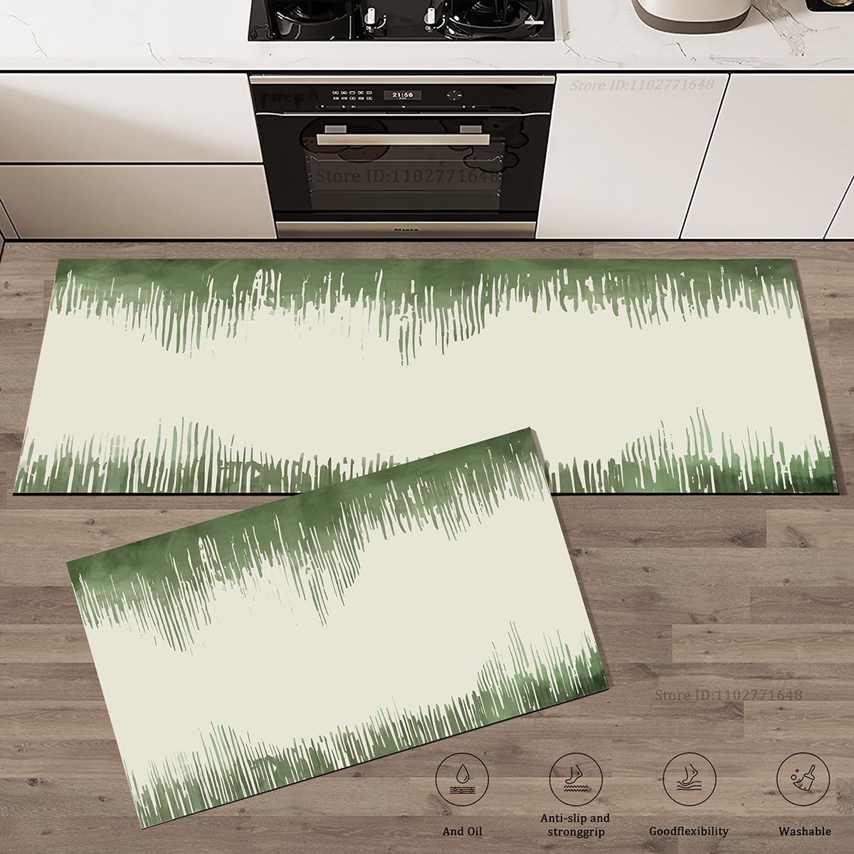 

Кухонный коврик для пола зеленый впитывающий коврик придверный коврик нескользящий входной коврик быстросохнущий сверхпрочный простые линии ковер длинные моющиеся коврики 40cmx60cm 1pc