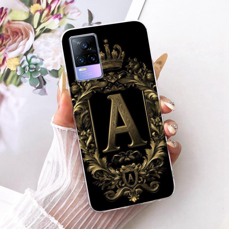For Vivo V21e V2061 Y73 2021 Case Initial Letter Silicone Protective Soft Back Cover Case For VivoV21e 5G Case V2055 Phone Funda
