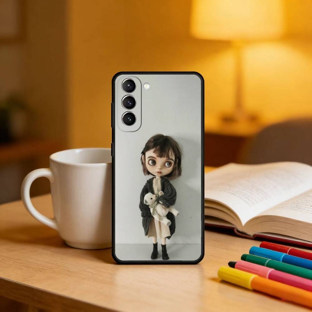 Fashion Doll Blythe Phone Case For Samsung S25,24,23,22,30,21,10,9,Ultra,Plus,Lite,FE,4,5 G Soft Black Case