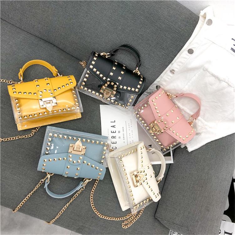 SCIONE Women's 2025 Fashion Studs Transparent Jelly One Shoulder Crossbody Bag