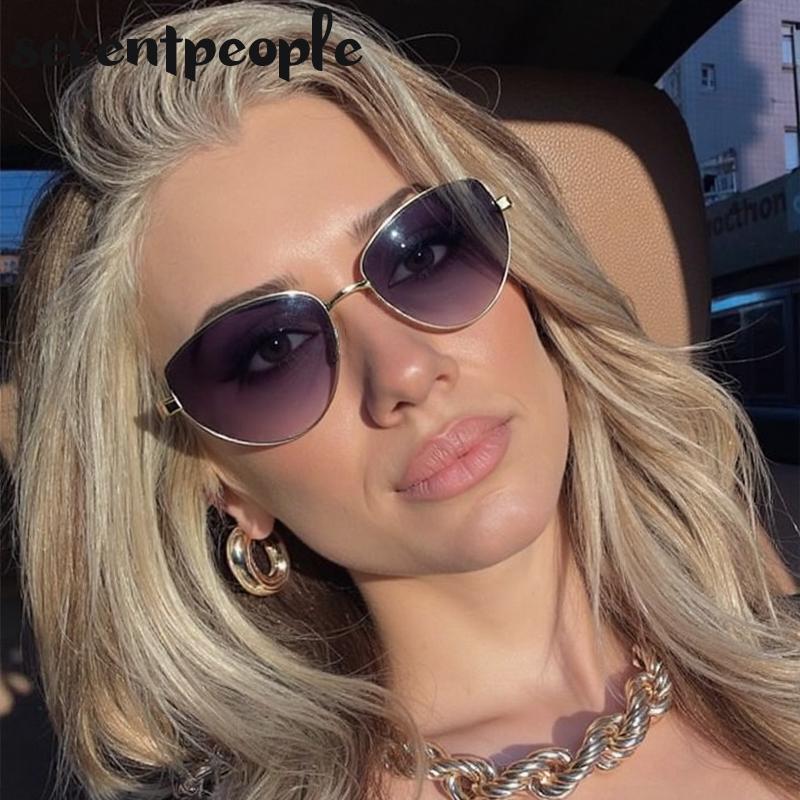 Oversized Sexy Cat Eye Sunglasses Women  Luxury Brand Fashion Metal Polygon Punk Sun Glasses Vintage Shades For Ladies UV400