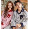 Autumn and Winter Pajamas Couple Cute Cartoon Cotton Polished Men and Women High-end Embroidery Casual Long-sleeved Suit