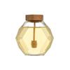 Hexagonal Glass Honey Jar with Wood Lid & Stirrer