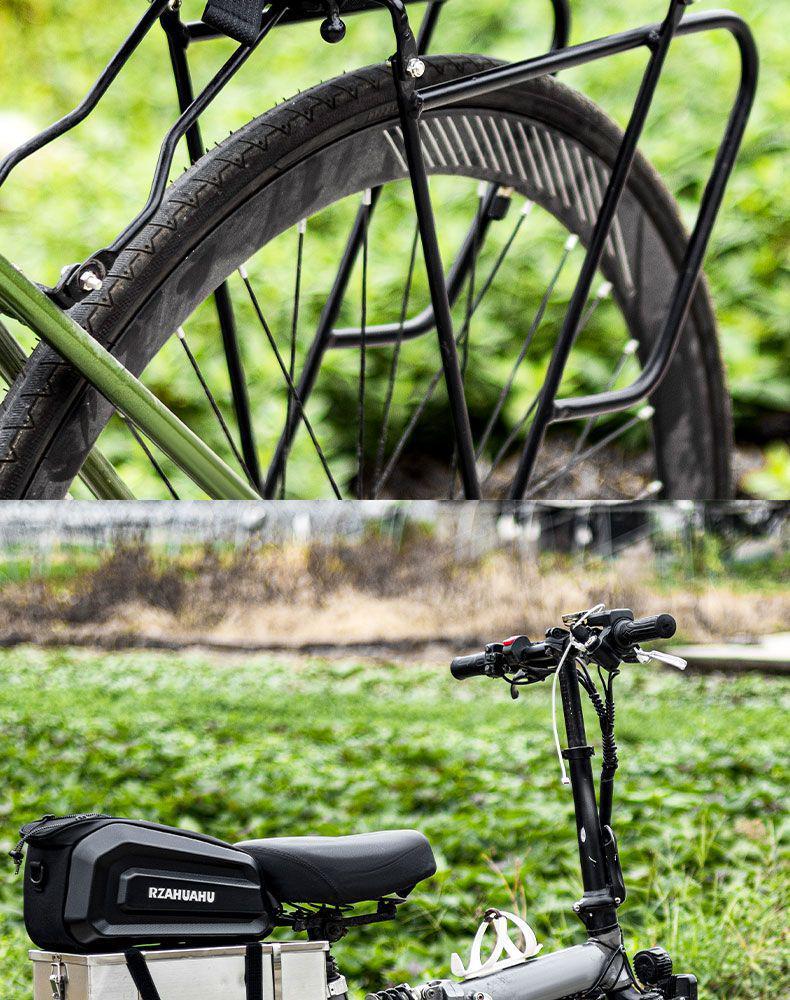 RZAHU Waterproof Bike Top Tube Bag with Dual Pouches and Phone Holder