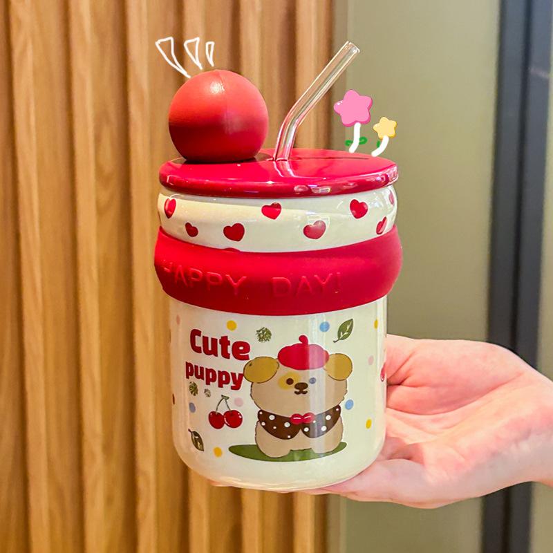 

Милый шарик Милый питомец Керамическая чашка для воды для девочек с высокой внешностью Кружка Подарок на день рождения Подарочная коробка 401-500ml