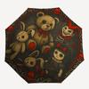 Gothic Teddy Bear & Clown Wall Clock - Halloween DecorUmbrella, Portable 3-Fold Umbrella for Men & Women,Christmas Gift ES336